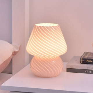 8" Glass Mushroom Lamp, White Stripe, Glossy Finish - Walmart.com