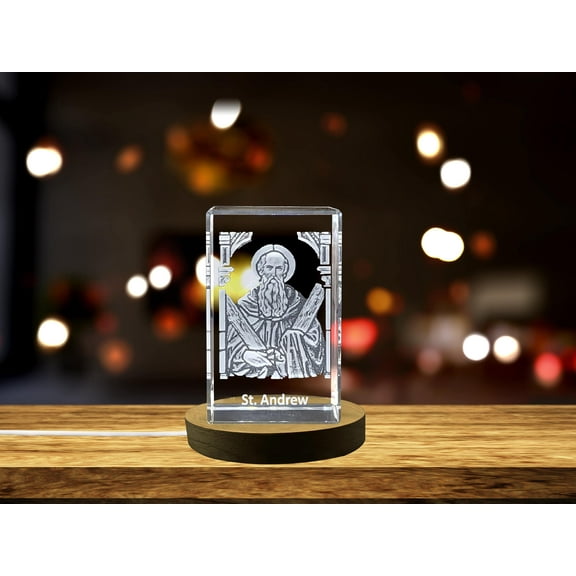 St. Andrew | Patron Saint of Fishermen and Russia Gift | Religious 3D Engraved Crystal