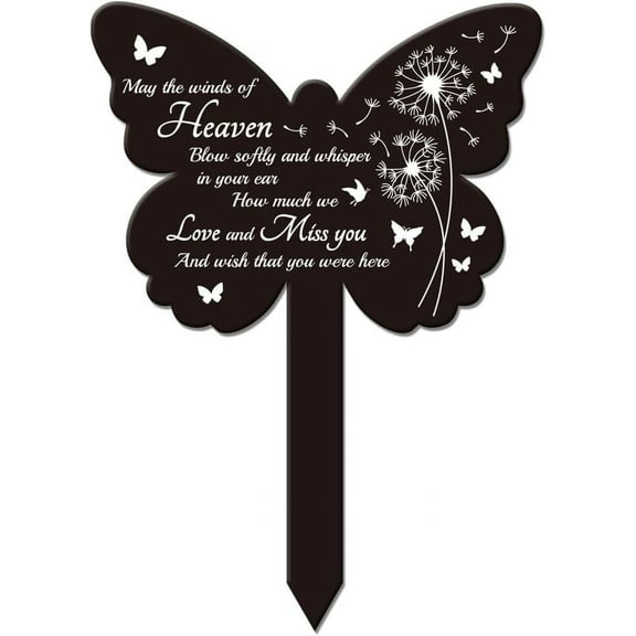 Butterfly Shaped Dandelion Garden Stake Memorial Remembrance Plaque Stake for Cemetery Acrylic Grave Stake Waterproof Sympathy Garden Stake for Yard Grave Cemetery DIY