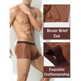 thumbnail image 5 of Ausing Men Low Rise Boxer Brief Breathable Seamless Underwear Soft Stretch Trunks Fashion Satin Shorts Panties XL Brown, 5 of 7
