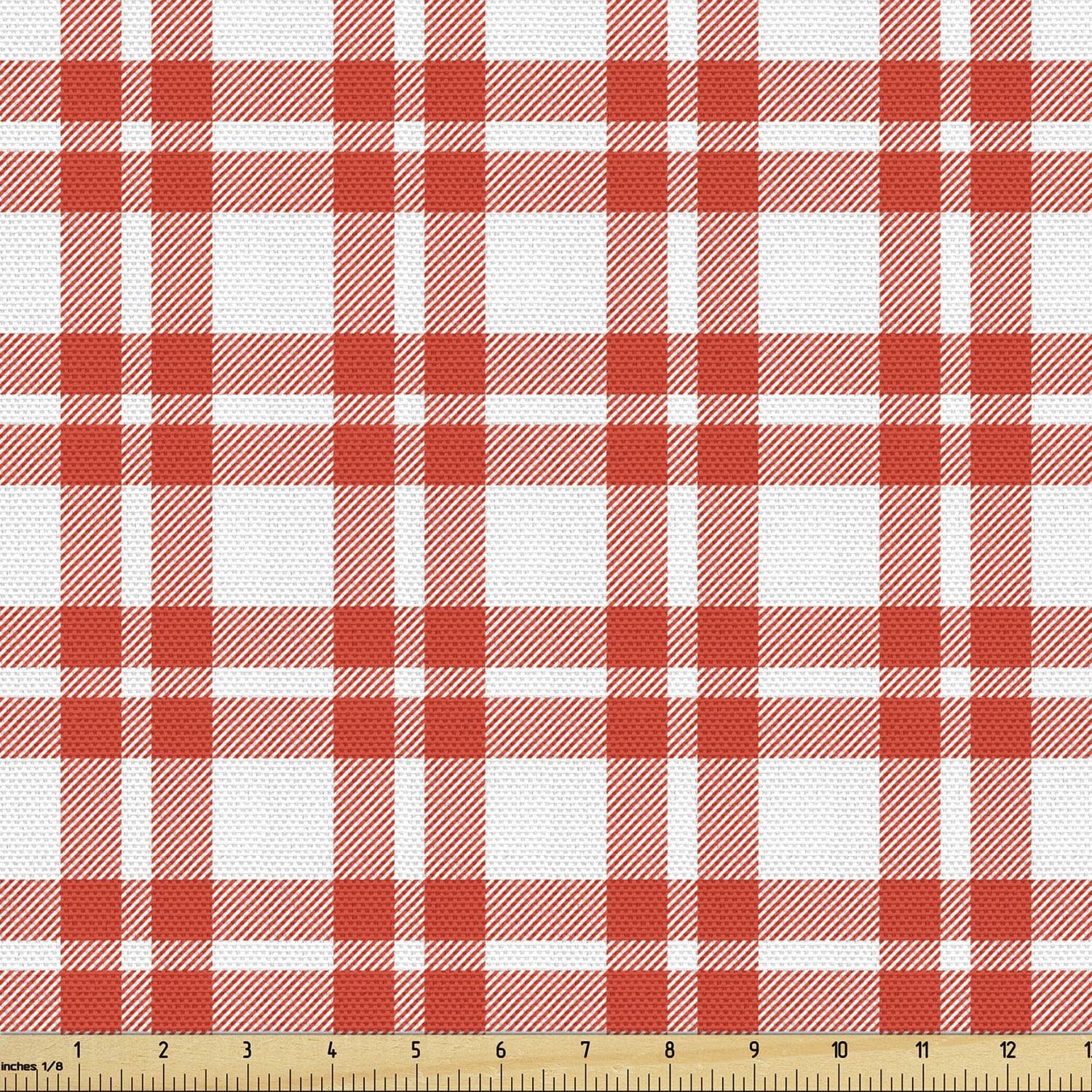 Drapery Upholstery Fabric 100% Cotton Large Plaid Check Colors Red White 