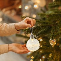 Feltree Light Up Christmas Ornaments - White Shatterproof Plastic Baubles with Glowing Effect for Tree and Holiday Decor