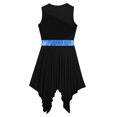 thumbnail image 4 of ranrann Girls Sleeveless Color Block Asymmetrical Lyrical Praise Dance Dress Modern Contemporary Blue&Black 14, 4 of 6