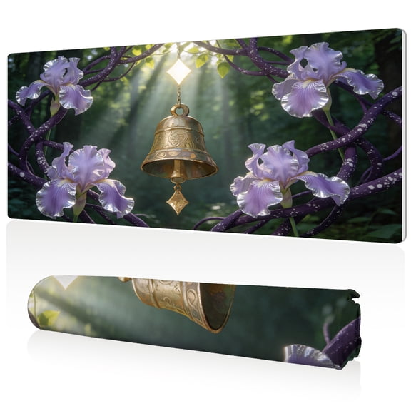 LIVEKEY Enchanted Iris Bell Mouse Pad 80x40x0.3cm Extra Large Full Desk Coverage Non Slip Surface Durable Easy Clean Stitched Edges for Gaming and Office