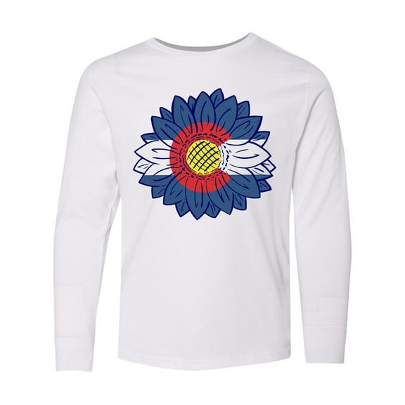 Inktastic Colorado Flag Sunflower Long Sleeve Youth T-Shirt