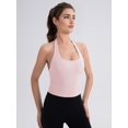 thumbnail image 5 of Women'S Halter Crop Top V Neck Workout Going Out Tank Top Sleeveless Backless Trendy Summer Camisole Ballet Powder L, 5 of 6