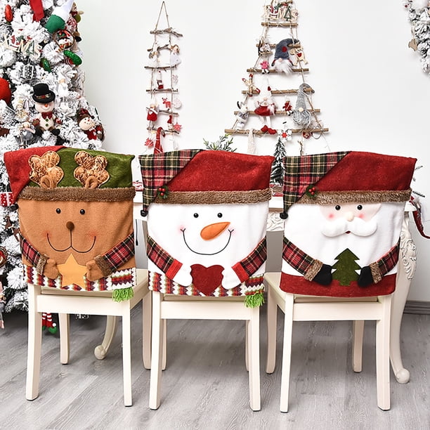 ZDWQFA - Funda para silla de comedor navideña, diseño de Papá Noel, muñeco de nieve, reno, funda para silla de comedor, funda para silla de cocina, hotel, decoración para fiestas navideñas