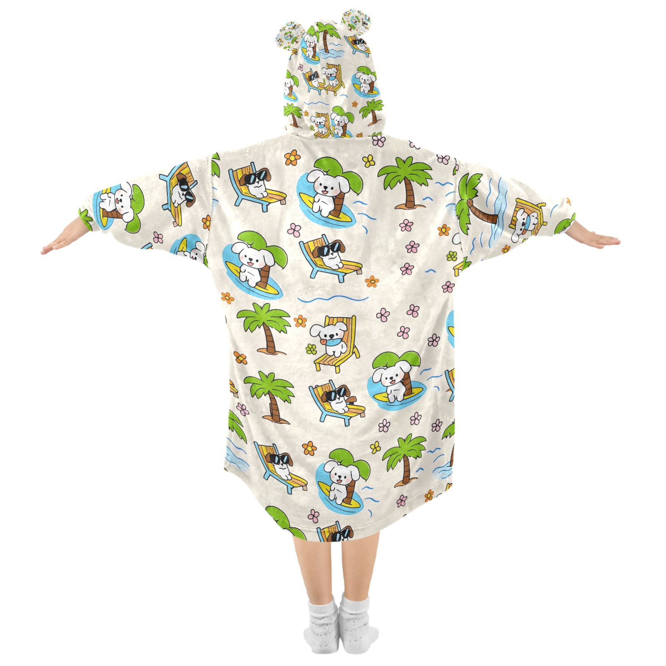 joogoo Blanket Hoodie for Puppy Dogs Palm Tree Oversize Sweatshirt 3-14 YR L