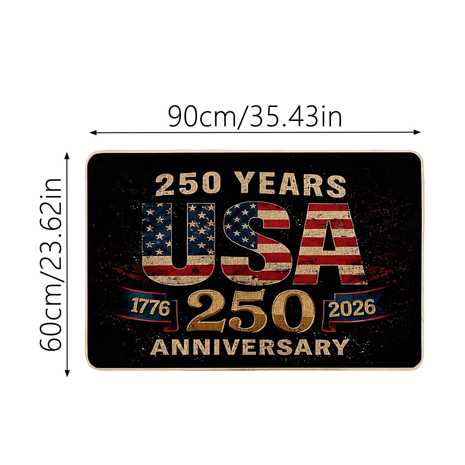 250th Anniversary Doormat, Patriotic American Flag Floor Mat, Non- Dirt Trapper Rug, Indoor Outdoor Entrance Mat For Independence Day Decor 24"x36"