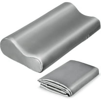 Satin Pillowcase for Contour Memory Foam Pillows, 24" x 14" x 5.1"/3.5" Cervical Pillow Case, Soft Pillow Cover for Sleeping Pillows (Grey)