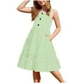 thumbnail image 2 of YHAJDS Big Girls Tiered Dress Sleeveless Round Neck Button Front with Pockets for 2-12 Years, 2 of 5