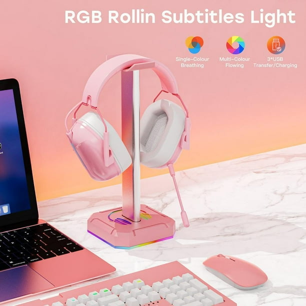Soporte para auriculares RGB Auriculares supraaurales Soporte de escritorio Gamers Gaming Accesorios para PC FLhrweasw Nuevo
