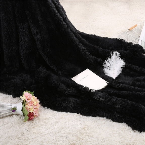 Black Throw Blanket for Couch – Thick & Cozy Blanket for Winter, Fluffy and Warm Blankets for Couch, Bed, Plush Throw Gifts for Women and Men,47"*31"