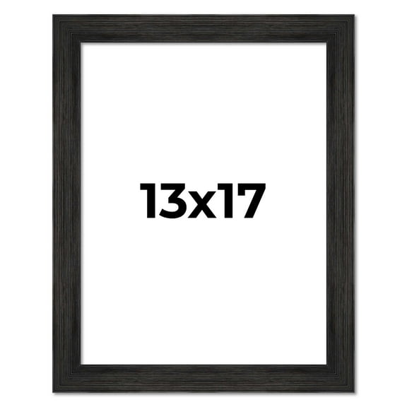 13x17 Distressed/Aged Black Wood Picture Frame - UV Acrylic, Foam Board Backing, & Hanging Hardware Included!