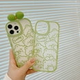 thumbnail image 2 of 3D Bow Cute Lucky Bear Line Drawing Soft  for iPhone Case (Green,iPhone 12 Pro Max), 2 of 6