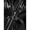 thumbnail image 2 of Yartina Kids Girls Metallic Bomber Jacket Coat Zip Up Long Sleeve Jazz Dance Crop Top Windbreaker Black 8, 2 of 8