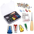 thumbnail image 1 of Kit para hacer cinta al bies de tela con punzón de costura, pasador de posicionamiento, clip de carpeta ajustable, punzón de madera, prensa de pie, práctico juego para hacer cinta al bies, 1 of 5