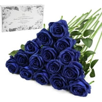 Blue Fake Roses Artificial Flowers - Fake Artificial Roses Silk Flowers with Stems for Home Wedding Hotel Office Centerpiece Decor（Navy Blue）