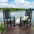 thumbnail image 2 of FADINGFREE Paradise Classic Plastic Outdoor Porch Rocking Chairs (Set of 2), Black, 2 of 9