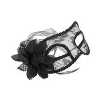 Unique Bargains Halloween Christmas 1 Pc Floral Lace Half Face Party Mask for Masquerade Party Black