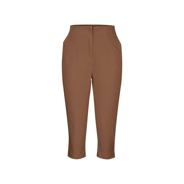 Karight Women's High Waist Pull-On Dress Pants Tummy Control Work Pants for  Business Casual Trousers with Pockets Brown - Walmart.com