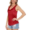 thumbnail image 4 of NeedBo Women's Silk Satin Tank Tops V Neck Camisole Sleeveless Casual Blouses Basic Tank Shirt, Red XS, 4 of 7