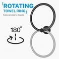 thumbnail image 3 of RUseeN Bath Towel Ring, Bathroom Hardware Accessories, Thicken 304 Stainless Steel Hand Towel Holder for Bathroom, Modern Round Towel Hanger Wall Mounted (Black, 2 Pack), 3 of 7
