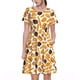thumbnail image 1 of Balery Coffee Bun Hot Dog Vestidos sueltos de manga corta para mujer, vestidos de verano 2025, vestidos casuales de corte A con vuelo., 1 of 6