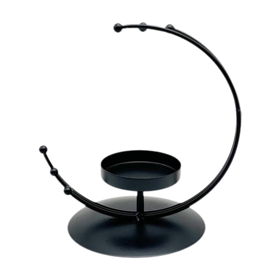 Esquirla Curved Moon Candle Holder Centerpiece Art Craft Candle Stand Home Decor Iron Candlestick for Dining Table Wedding Reception Black