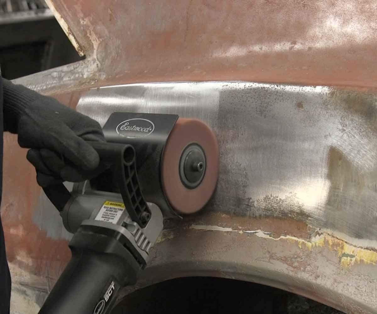 Eastwood CONTOUR SCT Finishing Drum 240 Grit Nylon Aluminum Oxide Drum 4.5 in Diameter for Light Paint Rust Remove Bare Metal Surface