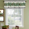 thumbnail image 3 of Christmas Pine Needle Curtain Valances for Windows, Kitchen Valance Window Treatments Panel 2 Pack, Xmas Pine Cones Black White Plaid Rod Pocket Short Curtains for Bathroom Bedroom 60 x 18 Inch, 3 of 8