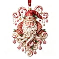 thumbnail image 7 of 3.15 in 2D Candy Cane Christmas Ornament, Vintage Red and White Hanging Pendant with Santa, Gnome, Reindeer and Sleigh Artwork for Tree and Seasonal Display, 7 of 7
