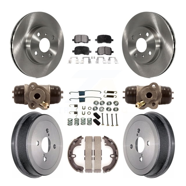 Transit Auto Front Rear Disc Brake Rotors Ceramic Pads and Drum Kit (9Pc) for Car Toyota Corolla Chevrolet Prizm Non-ABS K8T-102603