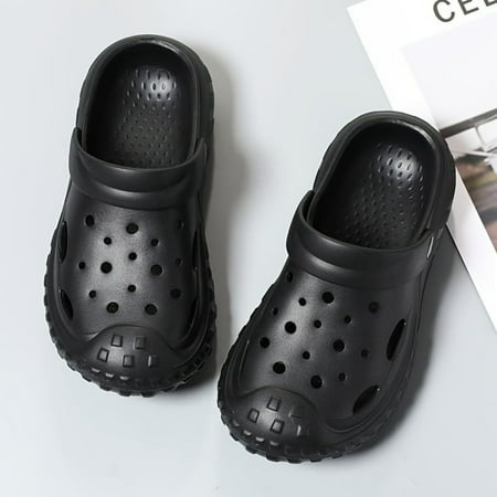 

Men&Women Platform Clogs Out Closed Toe Soft Sole Slide Shoes Casual Summer Outdoor Beach Garden Sandals water shoe Flip Flops-黑色（不带鞋花）||44-45