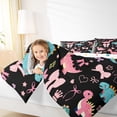 thumbnail image 3 of Manfei Teens Cartoon Dinosaur Bedding Comforter Set, Kawaii Animal Twin Comforter Sets, Rainbow Flower Reversible Bedding Set, Super Cozy Room Decor, 2-Piece, 3 of 8