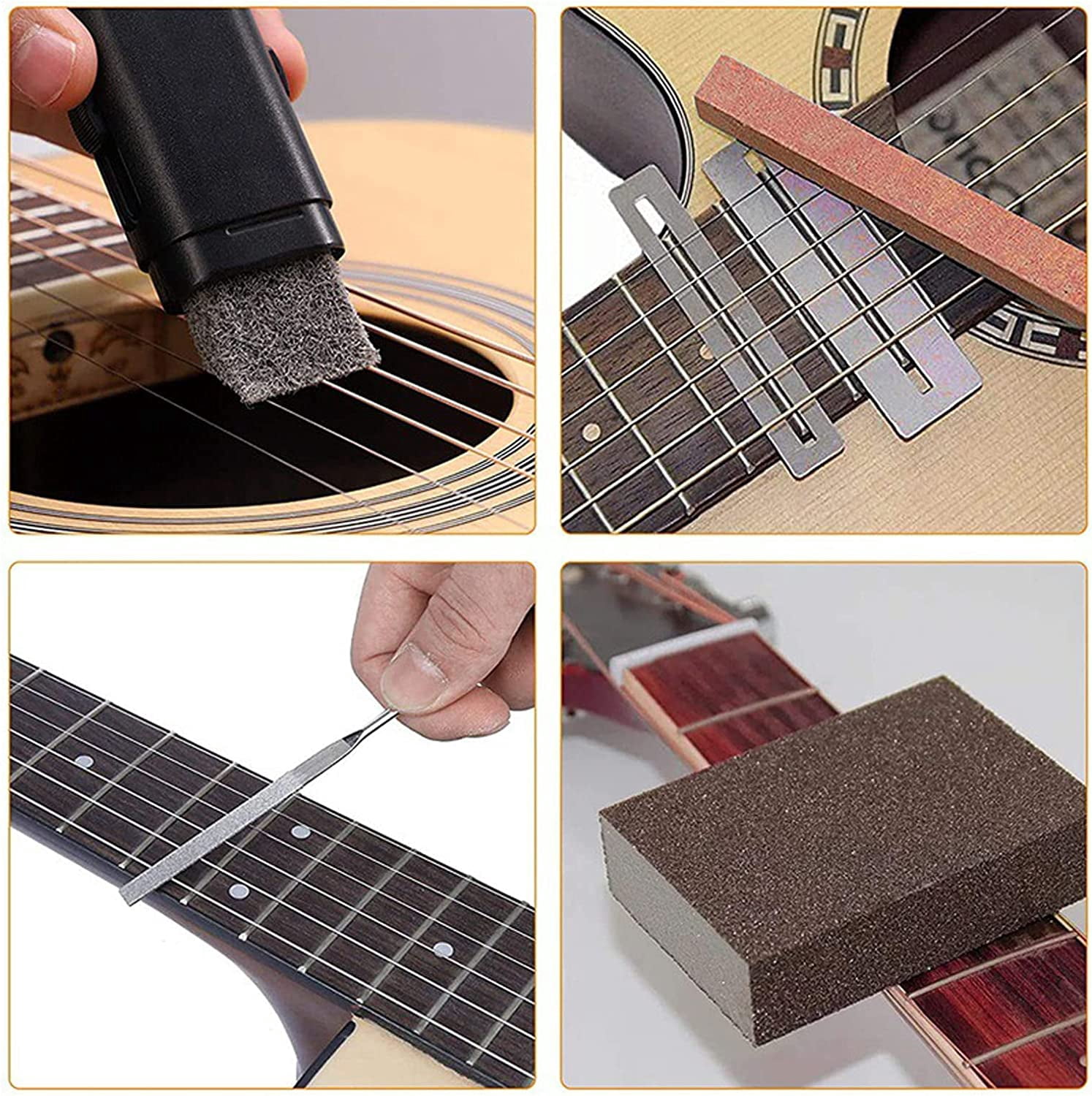 72PCS Guitar Tool Kit,Professional Guitar Repairing Maintenance Tool Kit with Guitar Strings Picks Bridge Pins Gauge Guitar Accessories Gifts for Acoustic Guitar Electric guitar Ukulele Bass Banjo