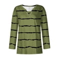 thumbnail image 3 of WREESH Womens Fashion Tunic Top V Neck Print Pullover Regular Fit Button Long Sleeve Tops Christmas Pleated Top Green, 3 of 4