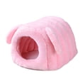 thumbnail image 2 of Casa de cama para hámster, casa de conejo suave y cálida para otoño e invierno, tamaño pequeño Rosa, 2 of 9