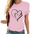 thumbnail image 2 of LEBONYARD Plus Size Womens Tops Solid Color Sweatshirts Short Sleeve T Shirt 2024,Women Girls Plus Size Sunflower Print Tees Short Sleeve T Shirt Blouse Tops Pink XL, 2 of 8