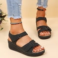 thumbnail image 5 of CAIXIA Cute Sandals For Women Women's Hook and Loop Strap Casual Sandals with Mid Heel Comfortable Walking Footwear for Ladies and Girls,Black, 5 of 8
