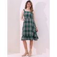 thumbnail image 4 of DARING DIVA Women's Ruffled Sleeveless Tie Waist A Line Plaid Dress S Green, 4 of 5