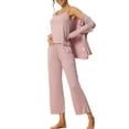 thumbnail image 4 of Unique Bargains Womens 3 Pcs Sleepwear Long Sleeve Tops Cami and Pants Pajama Set S Pink, 4 of 5