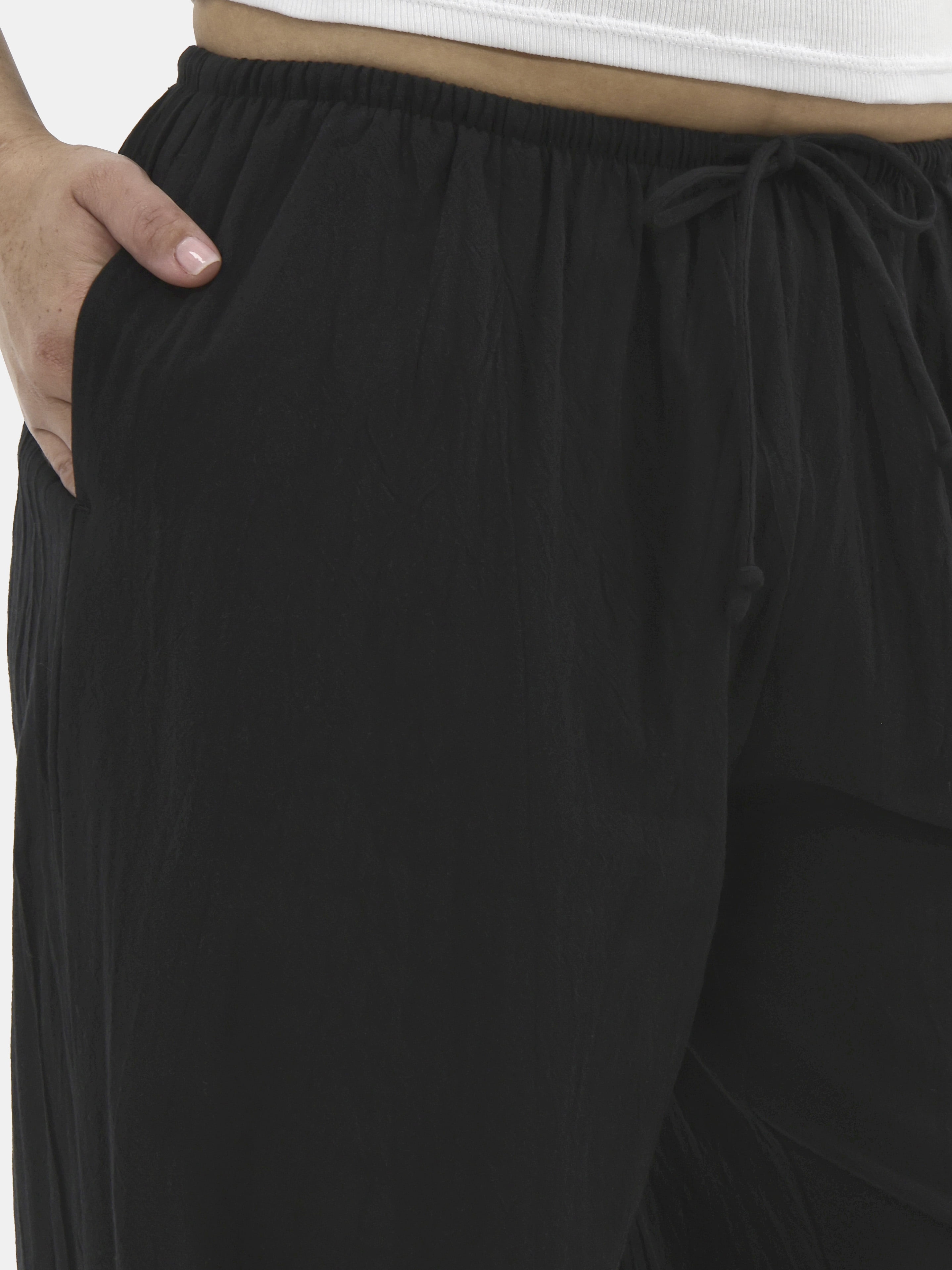 No Boundaries Cotton Wide Leg Beach Pants, Women's and Women's Plus
