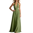 thumbnail image 4 of Karymi Halter Deep V Maxi Dress, Sleeveless Twist Front High Slit Backless Flowy Vacation Evening Gown Easter Dresses for Women, 4 of 6