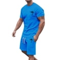 thumbnail image 1 of Conjunto de Sudadores de Hombres Impresión Casual Deportes de Manga Corta Cuello Redondo, Traje de Deporte de 2 Piezas con Pantalones de Corredores de Cintura Elástica, 1 of 3