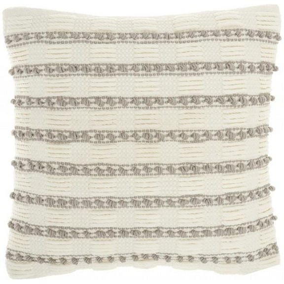 18 x 18 in. Light Gray & Ivory Textured Stripes Throw Pillow