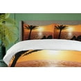 thumbnail image 4 of Ambesonne Retro Duvet Cover Sets, Girl Tropic Beach with Sunset, 2-Queen, Orange Black, 4 of 7