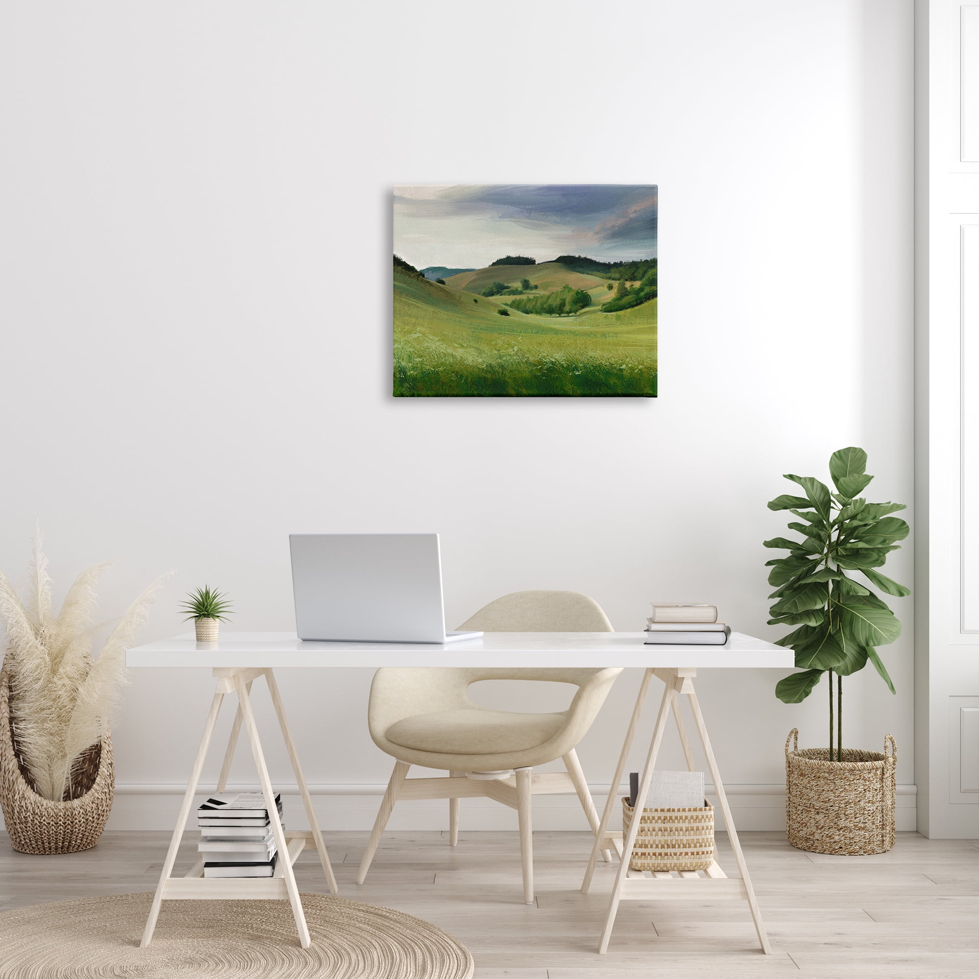 Stupell Industries Rolling Country Hills Green Rural Meadow Fields Painting Gallery Wrapped Canvas Print Wall Art, Design by Ziwei Li