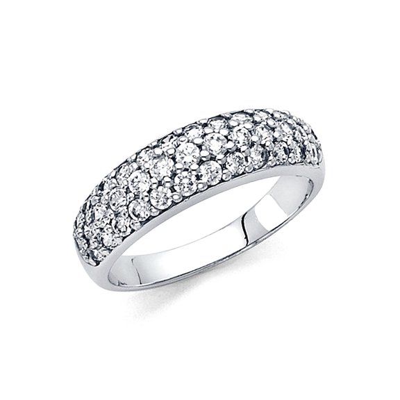 14k White Gold Cubic Zirconia Wedding Band Ring Size 7 Wedding Band for Women and Men - 3.4 Grams