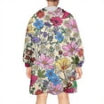 thumbnail image 2 of Wearable Oversized Blanket,Pioneer Flower Floral Print Pattern Wearable Blanket Hoodie for Adults,Cozy Hooded Blankets with Super Pockets,Super Warm Fuzzy Pullover for Women & Men, 2 of 6